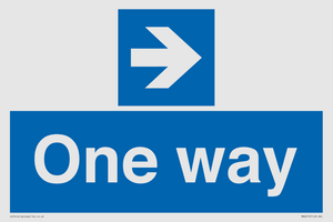 One way with right directional arrow
